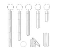 UNICRAFTALE 5pcs Alliage D'Aluminium Platine Détachable Multi-Usage Petite Boîte Étanche et Anti-Odeur Support de Conteneur Tube Métal avec Porte-Clés en Fer Adapté au Sac à Main de Poche Portable