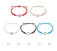 UNICRAFTALE 5Pièces 5 Couleurs Bracelet Jeu De Chatons En Corde Polyester Plateaux Vierges Bracelets Perles Verre Transparent Cadeaux Pour Fête Des Mères Anniversaire Anniversaire Commémoratif