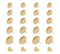 UNICRAFTALE 6/8/10/12/14mm Environ 58pcs Boucle d'oreille Ronde Plate avec Écrous d'oreille Boucle d'oreille en Acier Inoxydable 0.8mm Pin Golden Boucle d'oreille Lunette Plateau avec Dos