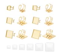 UNICRAFTALE 6 ensemble 7 tailles Bague Cabochon Vierges Réglables Acier Inoxydable Coussinet de Manchette Paramètres de Bague Cabochons Carrés Bagues Dorées Plates Base de Bague Cabochons pour Bijoux