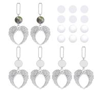 UNICRAFTALE 6 ensemble Plateaux de Strass à Sublimation Ensemble de Pendentifs Aile de Lunette en Strass Pendentifs Commémoratifs à Sublimation Porte Clés en Vrac Ailes Ange Fabrication de Porte Clés