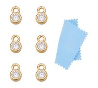 UNICRAFTALE 6 pièce Breloques Strass Argent Sterling 925 avec Pierre de Naissance et Strass Breloques Rondes Plates pour Boucles D'Oreilles Bracelets Colliers Fabrication de Bijoux