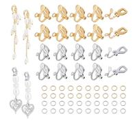 UNICRAFTALE 60 pièce 2 couleurs Boucles D'Oreilles à Clipser Acier Inoxydable avec 80 anneaux de Jonction Plateau Rond Plat Vierge Boucles D'Oreilles Non Percées Convertisseurs Fabrication de Bijoux