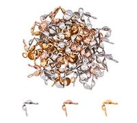 UNICRAFTALE 60 pièces 3 Couleurs Embouts de Perles en Acier Inoxydable Extrémités de Calotte Ouvertes Couvercles de Noeuds à Clapet Embouts de Perles Repliables 1mm Embouts de Petit, 3-4mm de Dia