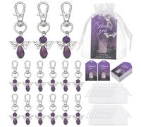UNICRAFTALE 68 Sets de Cadeaux Funéraires pour Célébration de la Vie Porte clés Ange avec Sachets en Organza Étiquettes de Remerciement Pourpres de Fête Commémorative Cadeaux de Retour pour Invités