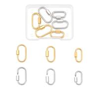 UNICRAFTALE 6pcs 2 couleur Mousqueton à Vis Ovale Mousqueton Acier Inoxydable Vis Verrouillage Porte Clés Mousqueton Fermoir Métal Porte Clés Clip Crochet Lien Rapide pour Bijoux Sac à Main Accessoire