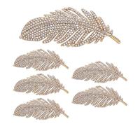 UNICRAFTALE 6pcs Broche à Plumes Platiné avec Strass en Laiton Forme de Feuille Épingle à Revers en Gros Grandes Broches à Plumes pour Vêtements Bijoux Mode Femmes Accessoires de Décoration 62x24mm