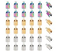 UNICRAFTALE 72 pièces 3 Couleurs Extrémités de Cordon Embouts de Cordon Acier Inoxydable Embouts à Sertir Fermoir Attache Bracelet Embouts Caches Nœuds pour Bracelet Collier Fabrication de Bijoux