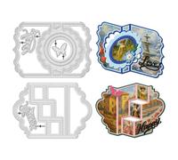 UNICRAFTALE 7Pièces 7 matrice de Découpe en Métal en Forme de Carte 2D 3 styles pour la Fabrication de Cartes le Scrapbooking le Gaufrage le Fond Rond et Rectangulaire Pour Cartes De Vœux Albums