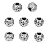 UNICRAFTALE 8 pcs perles Européennes Rondes Acier Inoxydable Rondelles Argent Antique avec Croix Perles D'Espacement à Grand Trou Perles de Cordon de Parachute pour Cheveux Barbe Bracelets Fabrication