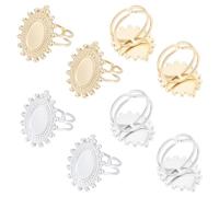 UNICRAFTALE 8 pièces 2 couleurs Support Bague Acier Inoxydable Bague Cabochon Ovale Base de Bague Bagues Réglables Bagues Ouvertes Bague Plateau Vierge Fabrication de Bague de Bijoux