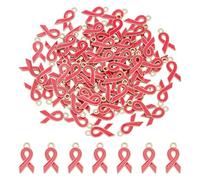 UNICRAFTALE 80 breloque en Forme de Ruban Rose pour Femme en Métal Émaillé avec Boucle pour la Fabrication de Bijoux pour les Survivants les Événements Publics les Œuvres Caritatives Trou de 2mm