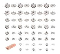 UNICRAFTALE 80 pcs 4 tailles 3-6mm 304 perles Entretoises Acier Inoxydable Mini Flocon de Neige Marguerite Perles Métal Petites Perle en Vrac pour Bracelet à Bricoler Soi-Même Collier Boucle D'Oreille