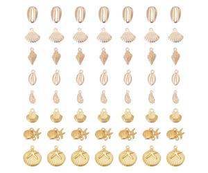 UNICRAFTALE 80 pièce 8 styles Breloques Coquillages Dorés Breloques Animaux Marins Pendentif Coquilles Saint Jacques Conque Pendentifs Océan D'Été Breloque Bijoux pour Collier Bracelet D'Oreilles
