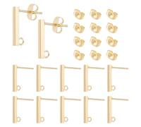 UNICRAFTALE 80pcs Clou Boucles d'oreilles Plaquée Or 18 Carats Boucle D'oreilles Rectangulaire Tige Boucles d'oreilles avec écrous d'Oreilles Fermoir Boucles D'oreilles pour Fabrication de Bijoux