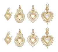 UNICRAFTALE 8Pcs 4 Styles Cœurs en Cristal Strass Plaqués Or 18K Charms en Laiton en Forme d'Amour avec Anneau pour Fabrication de Bijoux Bracelets Colliers