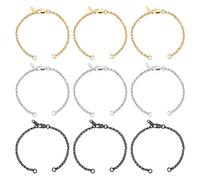 UNICRAFTALE 9Pcs 3 Couleurs 16,5cm Bracelets chaînes en Acier Inoxydable Bracelet extenseur chaînes à moitié Fini Rolo Chain avec Anneaux de Saut fermoirs à Griffes de Homard poignées de chaîne