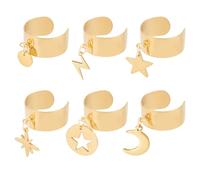 UNICRAFTALE Bague en Acier Inoxydable Étoile, Boulon, Foudre - Anneau Réglable Manchette Ouverte pour Femme - Composants Bijoux Cadeaux