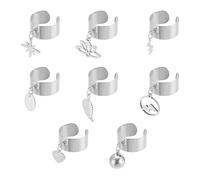 UNICRAFTALE Bague Réglable Acier Inoxydable Pendentif Cœur Foudre Lotus - 8 Styles Bijoux Cadeaux Anniversaire Nouvel An