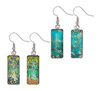 UNICRAFTALE Boucles D'Oreilles en Verre Artistiques Van Gogh Peinture Pendantes Art Abstrait à la Mode Esthétiques