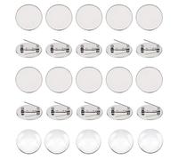 UNICRAFTALE broche Kit de Fabrication de Broche 20pcs Plate Ronde avec 20pcs Cabochons en Verre 304 Plateaux de Lunette en Acier Inoxydable 25mm