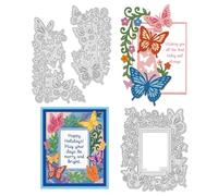 UNICRAFTALE Coffret de 3 Dédecoupes Papillon pour Encadrement Photo en Acier Carbone Réutilisables avec Gabarit Gaufrage Thème Botanique pour Scrapbooking DIY 9.2x13.5cm