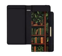 UNICRAFTALE Couverture de chéquier en similicuir avec pinces à billets rectangulaires en similicuir avec porte-stylo pour femme, 7.68x4.5inch, Bibliothèque