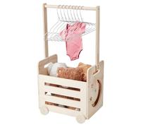 UNICRAFTALE Crate en Bois pour Bébés Shower Placard Rangement Bébé avec 6 Pièces Cintre Crate Panier Corbeille Fête Douche avec Découpe Feuille Vigne A~Z Bienvenue Cadeaux pour Parents 41x28x74cm