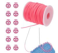 UNICRAFTALE Ensemble Arrêt Maille 50m Rose Profond Cordon Tricot Creux PVC Tubulaire Synthétique Caoutchouc Tuyau Cordon Coiffeur avec 20Pcs Verrous Pom pour Maintenir Maillons Bracelet