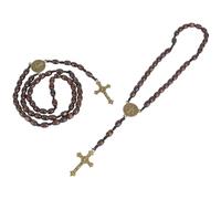 UNICRAFTALE Ensemble De 2 Bijoux En Perles De Bois Collier Noix De Coco Brun Ornements Suspendus Bois De Prière Croix Antique Dorée Pendentif Perles Bijoux Pour Hommes Femmes Quotidien 25-36.5cm