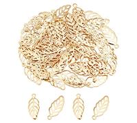 UNICRAFTALE Environ 120 pcs Feuille D'Or Motif Charmes Pendentifs en Acier Inoxydable en Métal Feuille Creuse Charme pour Collier Fabrication de Bijoux, Trou 1 mm