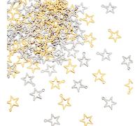UNICRAFTALE Environ 120 pièces 2 Styles Breloques Motif Étoile Pendentifs en Acier Inoxydable Hypoallergénique Breloque Étoile Creuse pour la Fabrication de Bijoux, Or et Acier Inoxydable Couleur