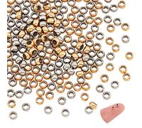 UNICRAFTALE Environ 200pcs 2 couleurs 3mm Perles en métal Perles d'espacement rondes Perle en acier inoxydable 1.6mm Trou Perles en vrac Perles d'espacement en métal pour la fabrication de bijoux