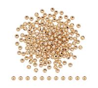 UNICRAFTALE Environ 200Pcs Perles Laiton Plaqué Or 18K 3mm de Diamètre Perles Texturées Rondes pour Artisanat Perle Espaceur avec Finition Mate Fournitures de Bijoux en Vrac pour Boucles d'Oreilles