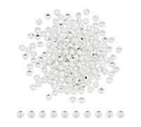 UNICRAFTALE Environ 200Pcs Perles Laiton Texturées 3mm de Diamètre Perles Argent 925 Plaqué Rondes pour Artisanat Perle Espaceur avec Finition Mate Fourniture de Bijoux en Vrac pour Boucles d'Oreille