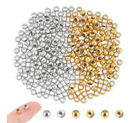 UNICRAFTALE Environ 300 pcs 2 couleurs Perles D'Espacement Rondes 4mm Perles Acier Inoxydable Perles Rondelles Métal Petites Perles Lisses pour la Fabrication de Bijoux Bracelets
