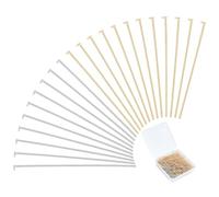 UNICRAFTALE Environ 300 pièces 2 couleurs Épingles à Tête Plate Acier Inoxydable 50mm Épingle à Tête Droite Épingles à Œil Métal Épingles à Tête Résultats pour Boucle D'Oreille Fabrication de Bijoux