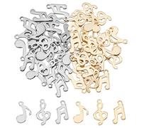 UNICRAFTALE Environ 60 pièces 2 Couleurs Pendentifs de Note de Musique 304 Breloques en Acier Inoxydable 1mm Trou Pendentifs pour la Fabrication de Bijoux à Bricoler Soi-Même
