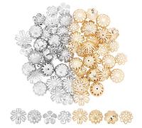 UNICRAFTALE Environ 80 pcs 2 Couleurs Multi-Pétale Fleur Perle Caps Acier Inoxydable Entretoise Fin Caps Perle Cap Entretoises pour DIY Bracelet Collier Fabrication de Bijoux