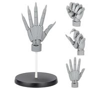 UNICRAFTALE Figure de Main Flexible en Bois avec Articulations pour Artistes Mannequin de Dessin avec Modèle de Main à Base Ronde pour Esquisse Peinture Présentation de Bijoux 21x36cm