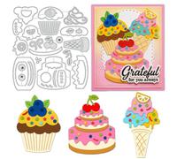 UNICRAFTALE Fraise Myrtille Cupcake Clip Étiquette Matrice De Découpe Pour Création Cartes Gabarit Réutilisable Thème Gâteau Carbone Pochoir Gaufrage Modèle Die Cut Pour Scrapbooking Album Artisanale