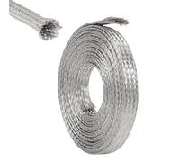 UNICRAFTALE Gainage Tressé Largeur 12mm de 5m Câble Acier Inoxydable Manchon Blindage Tresse Plat Métallique Maille Souple Expansible Évolutif Ruban Protection Câble Sangle de Mise à Terre