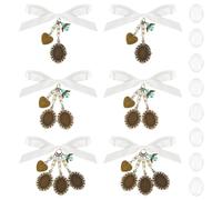 UNICRAFTALE Kit de 6 Broches DIY en Bronze Antique avec Charme Cœur Médaillon Métal Ovale Cabochons Verre Transparent pour Broche Photo Mariage Bouquet Tient 3 Photos pour Charme Photo Fête Mariage