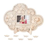 UNICRAFTALE Livre D'Or pour la Fête de Bébé Décorations pour la Douche de Bébé avec Étoiles en Bois pour 30 invité Panneau Cadre Photo Souvenir de Grossesse pour les Futures Mamans Souvenir de Fête