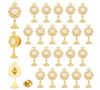 UNICRAFTALE Lot de 25 Épingles de Coutelier Religieuses pour Première Communion en Émail avec Design de Calice et Croix Ensemble de Broches Saintes Catholiques Épingles de Revers Croix 26.5x13mm