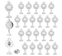 UNICRAFTALE Lot de 25 Épingles de Revers Religieuses pour Première Communion en Émail Platine Calice Croix Ensemble de Broches Saintes Catholiques Épingles de Revers Croix Spirituelle 26.5x13mm