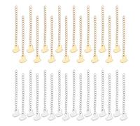 UNICRAFTALE Lot de 32 extensions de chaîne en acier inoxydable - 2 couleurs - 63 mm - Avec pendentif en forme de cœur - Chaîne d'extension - Pour la fabrication de bijoux DIY