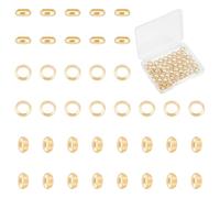 UNICRAFTALE Lot de 60 perles intercalaires rondes plaquées or 18 carats - Perles artisanales en laiton doré - 7 mm de diamètre - 3 mm d'épaisseur - Trou de 5 mm - Pour fabrication de bijoux