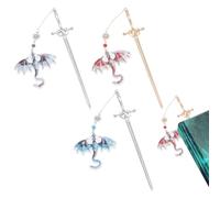 UNICRAFTALE Marque Page en Forme D'Épée de Dragon 3 couleurs avec Pendentif en Acrylique Breloques en Métal Idéal pour les Amateurs de Livres la Lecture L'Artisanat