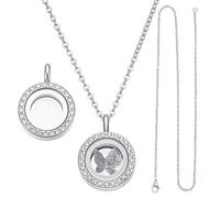 UNICRAFTALE Médaillon Porte Photo Kit Médaillon à Souvenir avec Chaînes en Acier Inoxydable 304 45cm Médaillons Photos à Bordure Ronde Plateaux pour Collier DIY Cadeau